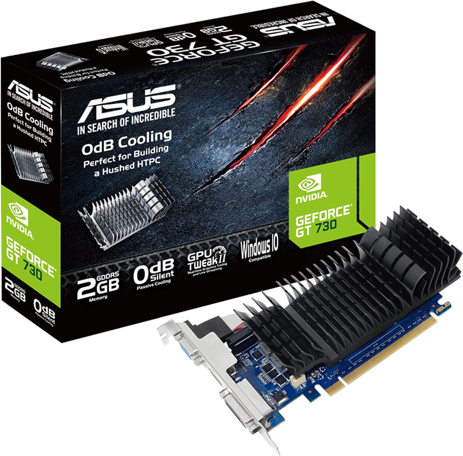 Asus NVIDIA GeForce GT 730 Graphic Card, 2 GB GDDR5, Low-Pro, 902 MHz Core, 64 Bit