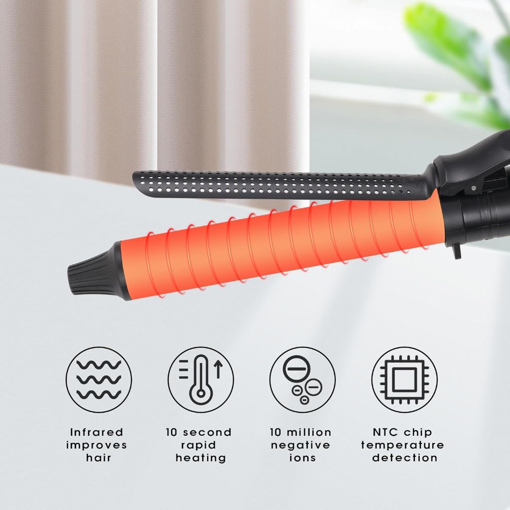 VAGARY Infrared Curling Iron, Temp Control, Instant Heating, 1.5"Barrel