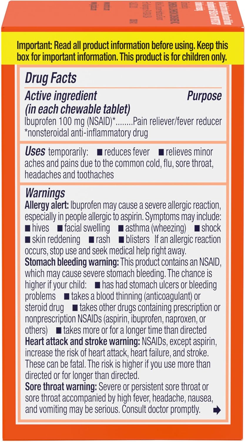 Children's Motrin Dye- Free Ibuprofen Chewable Tablets, Grape, 24ct