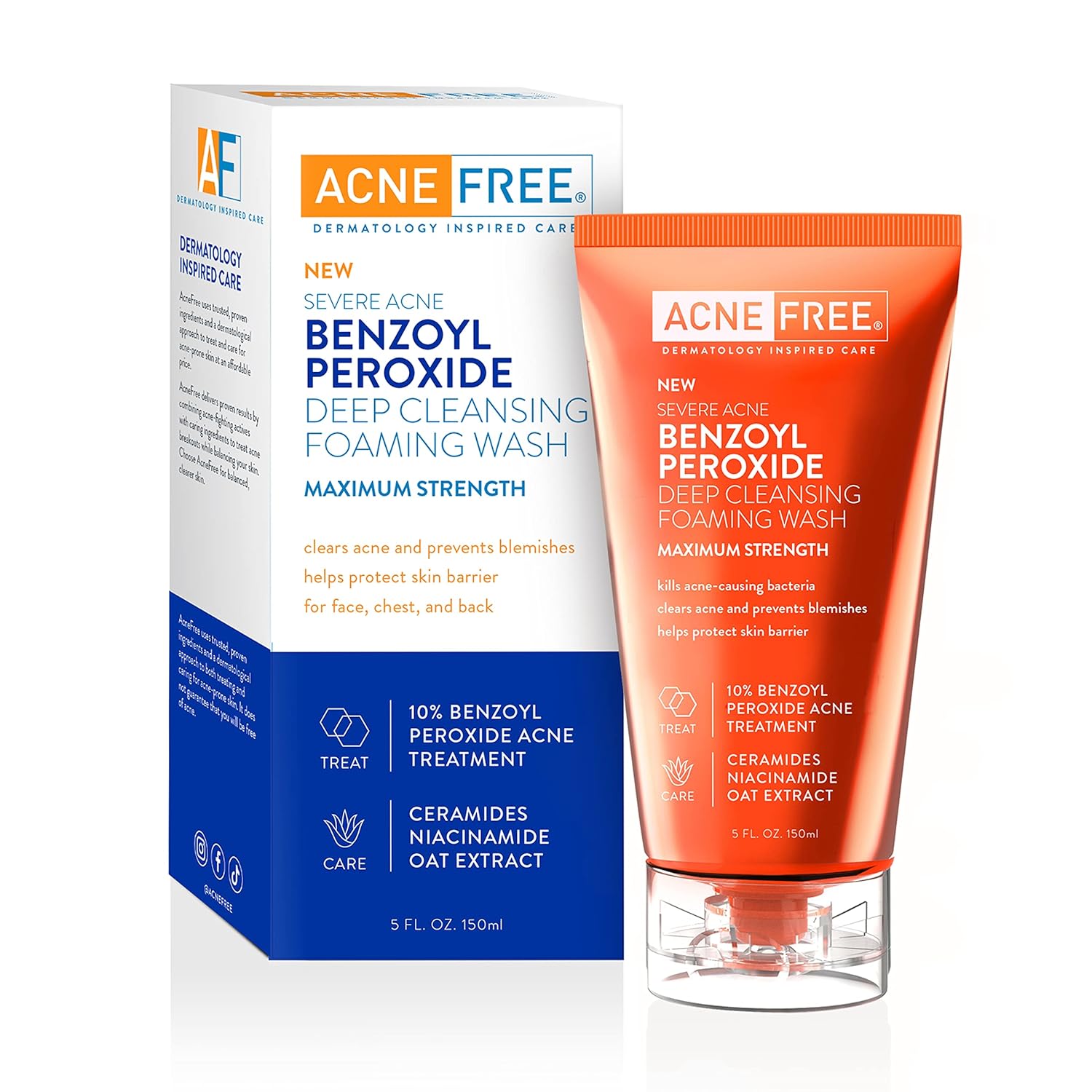 AcneFree Severe Acne 10% Benzoyl Peroxide Deep Cleansing Foaming Wash, 5 fl. oz.