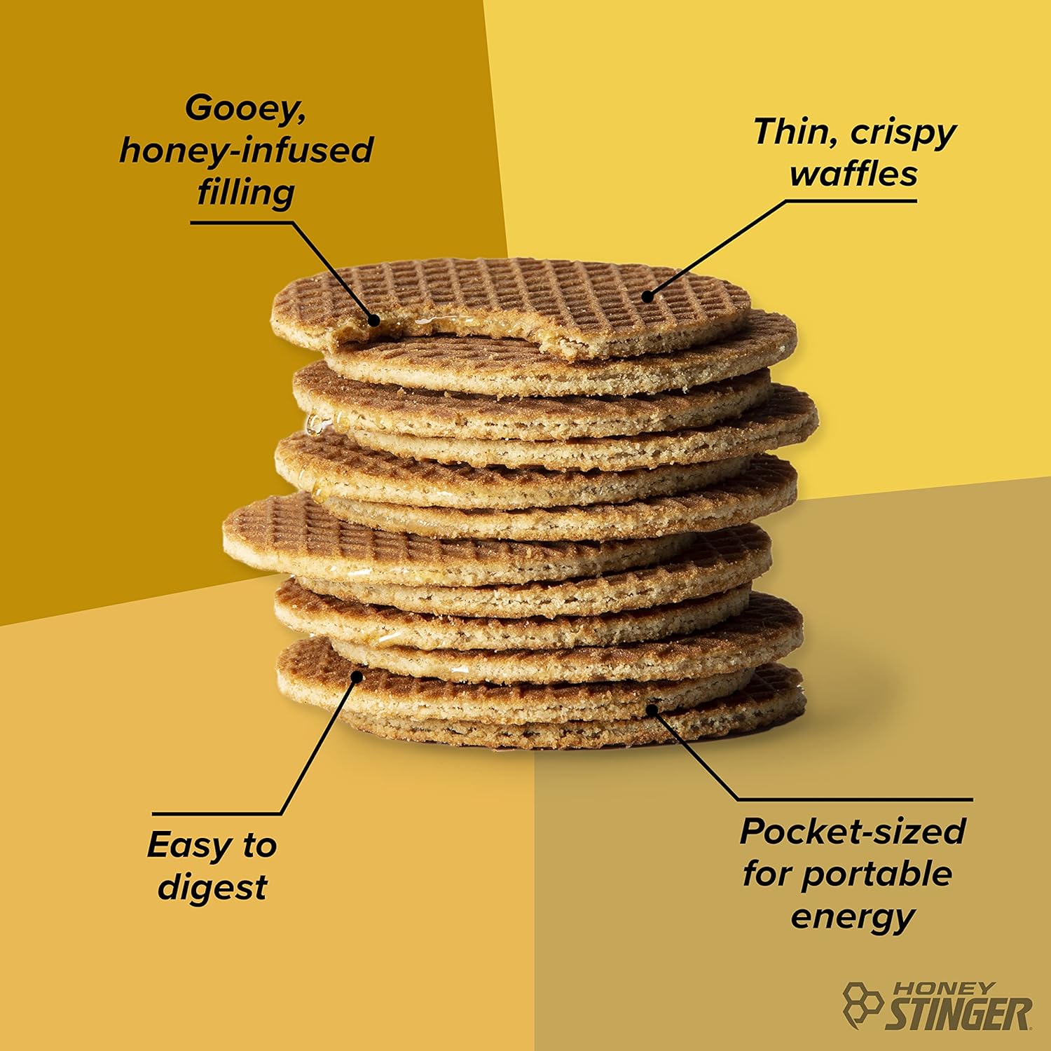 Honey Stinger Organic Energy Waffles, Honey, 1.06oz - 16ct