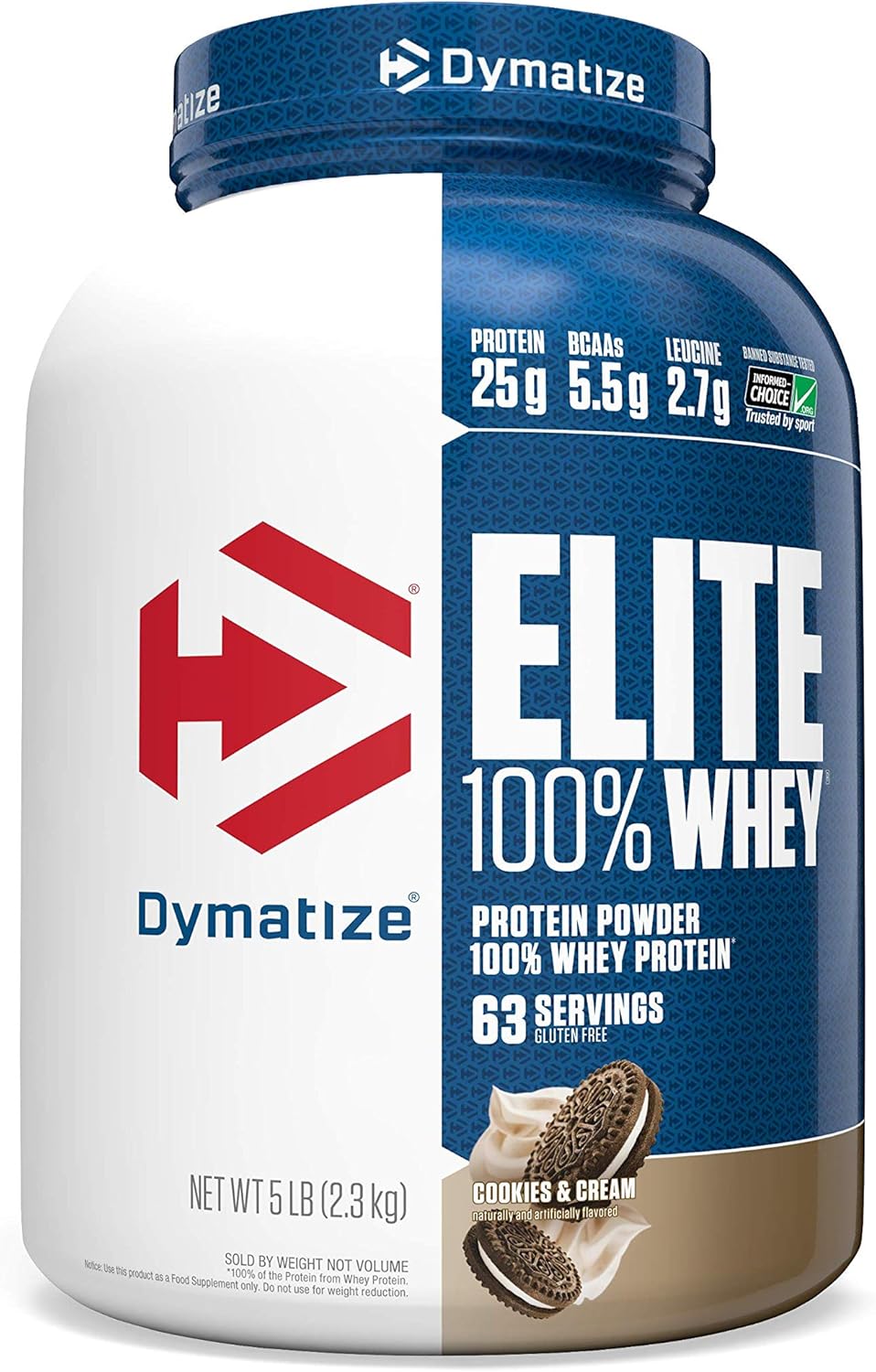 Dymatize Elite 100% Whey Protein Powder - Cookies & Cream, 5lbs.
