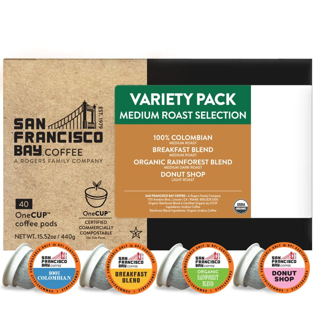 San Francisco Bay Compostable Coffee Pods - Variety Pack Medium Roast (40 Ct)