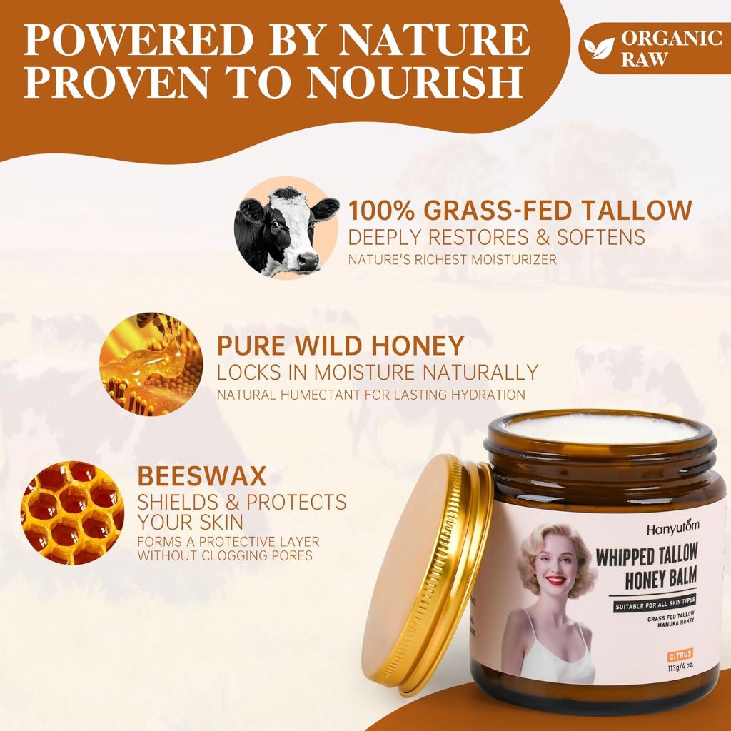 Hanyutom Whipped Tallow Honey Balm - 4oz. Citrus