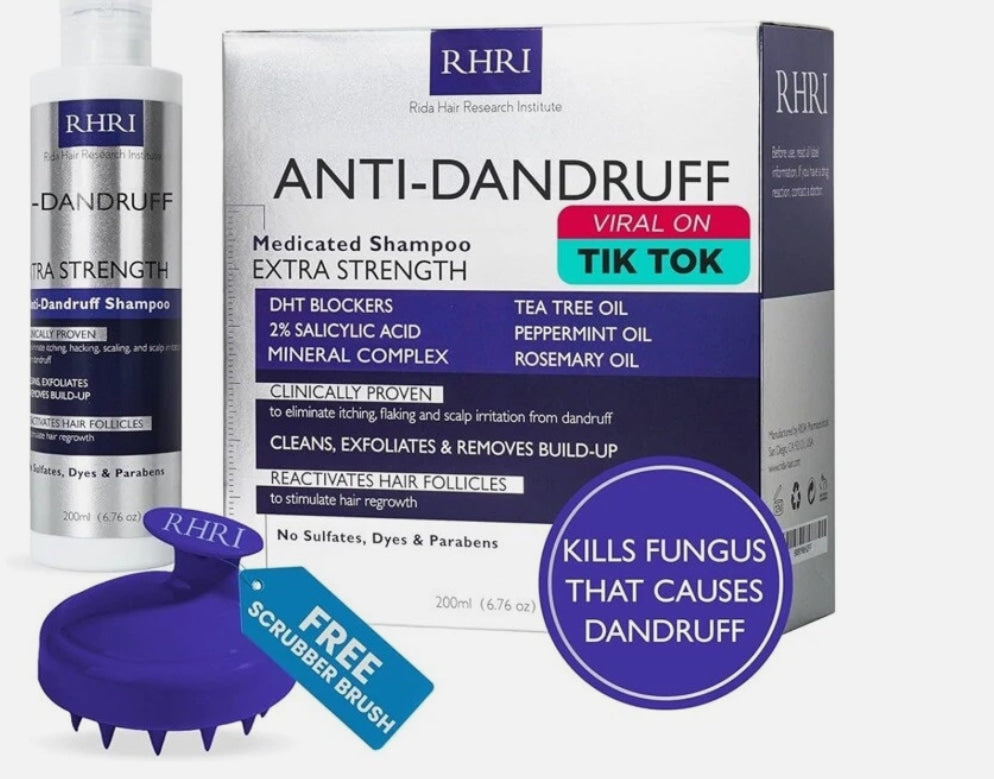RHRI Anti-Dandruff Extra Strength Medicated Shampoo with 2% Salicylic Acid and Tea Tree Oil - 6.76 oz.