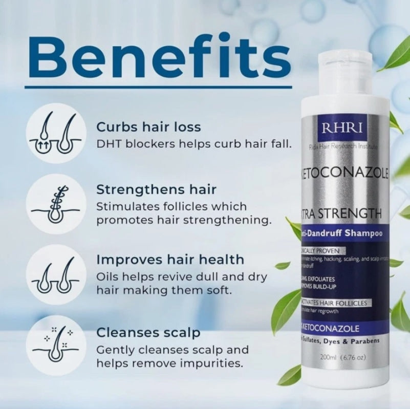 RHRI Anti-Dandruff Extra Strength Medicated Shampoo with 2% Salicylic Acid and Tea Tree Oil - 6.76 oz.
