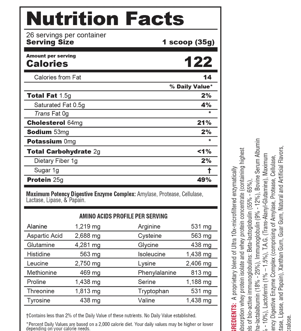 Metabolic Nutrition Protizyme 100% Whey Protein Powder - Vanilla Cake, 2lb