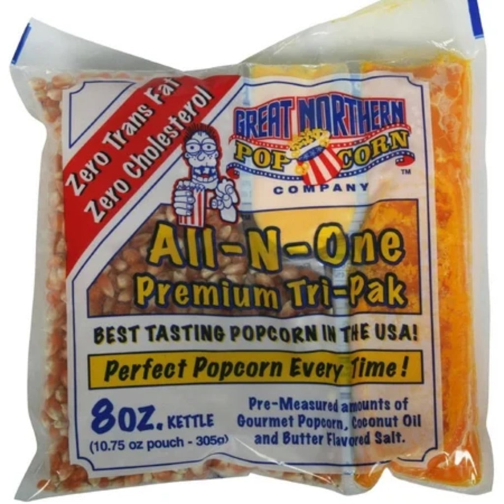 Great Northern Popcorn Co. Popcorn Packs, Pre-Measured, Movie Theater Style, All-in-One Kernel, Salt, Oil Packets for Popcorn Machines, 8oz (24ct.)