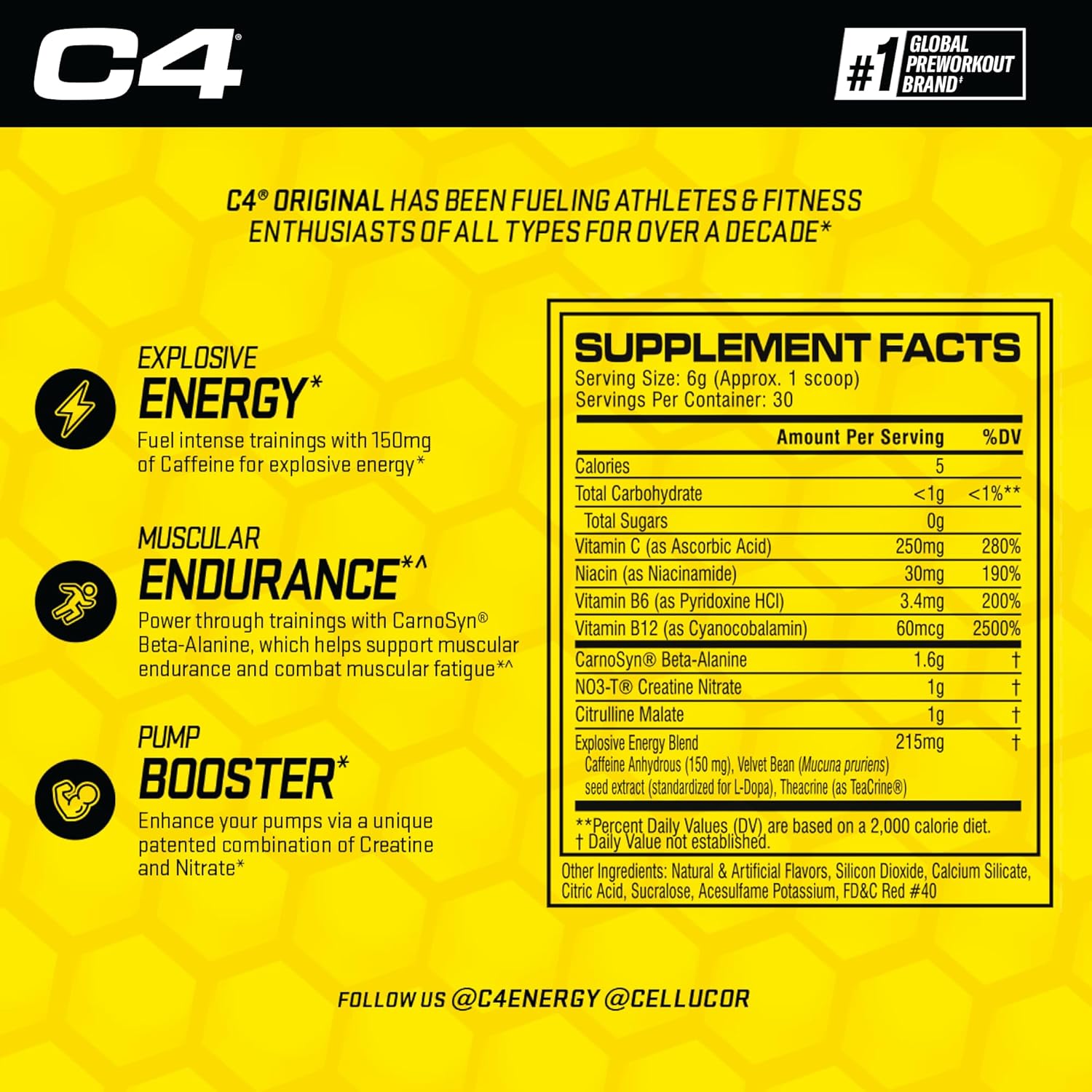 Cellucor C4 Original Pre-Workout Powder - Fruit Punch, 6.3 Oz (30svgs)