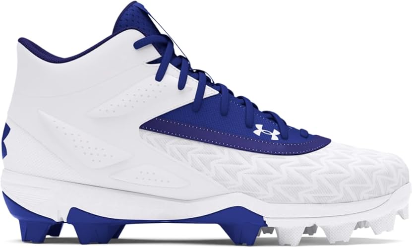 Under Armour Kids' Leadoff Mid RM Jr. 3.0 Baseball Cleats - Royal Blue/White, Size 8 I