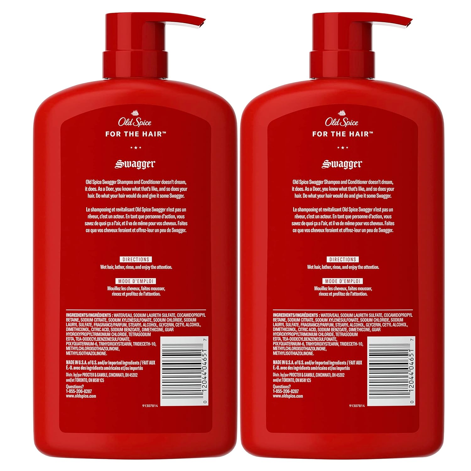 Old Spice Men's 2-in-1 Shampoo & Conditioner for All Hair Types - Swagger, 29 fl. oz. (2 Pack)