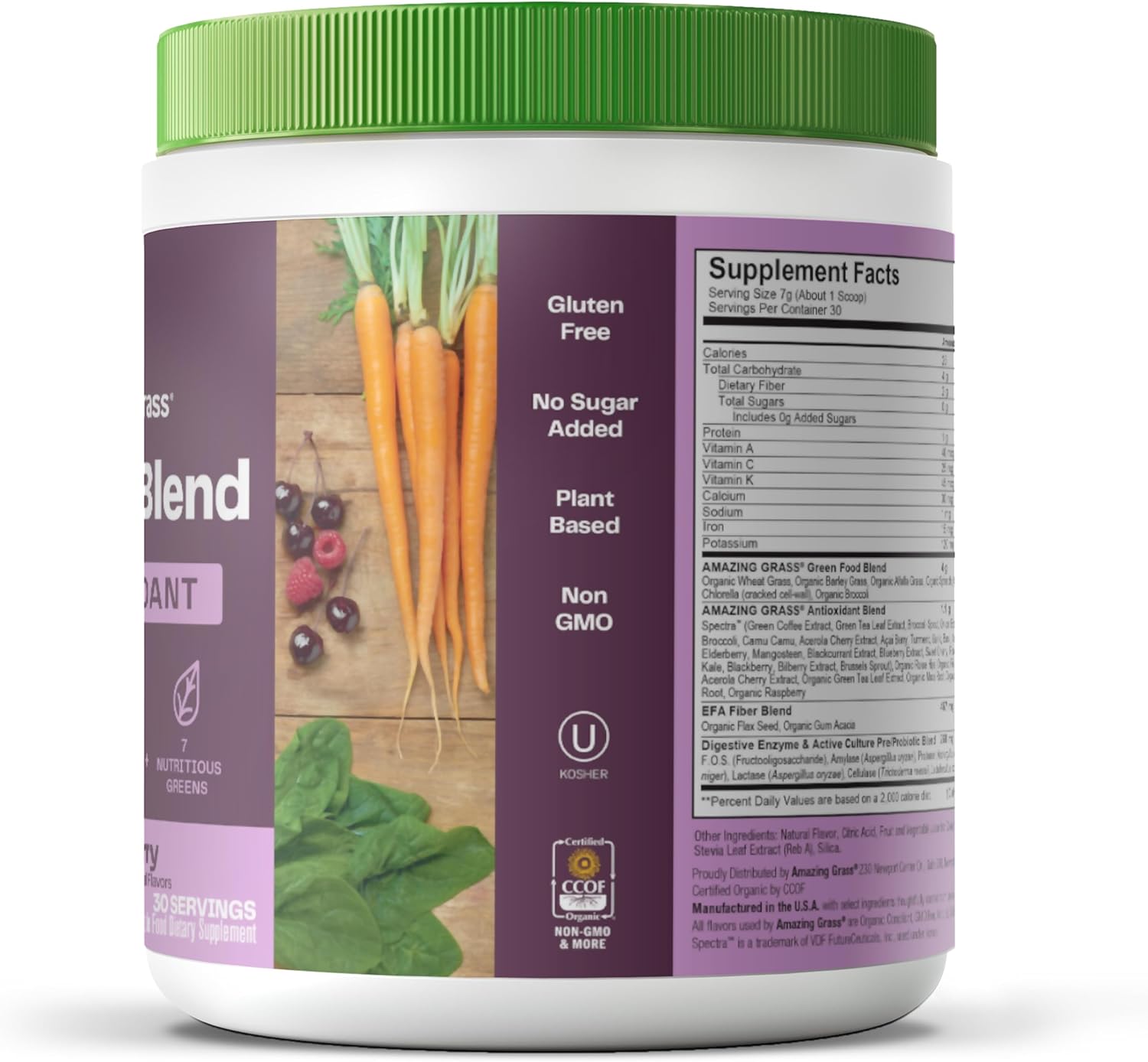 Amazing Grass Greens Blend Antioxidant Supplement Powder - Sweet Berry, 7.4 oz (2 Pack)