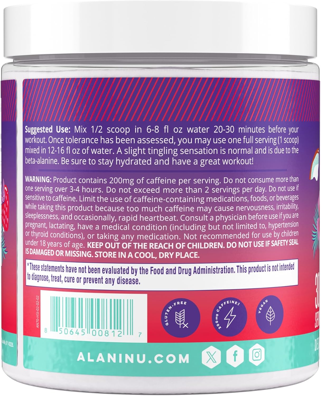 Alani Nu Pre Workout Powder - Hawaiian Shaved Ice, 10.2 Oz (30 Servings)