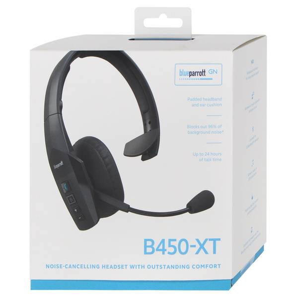 BlueParrott - B450-XT Wireless Bluetooth Mono Headset with 96% Noise-Cancelling Microphone and Padded Headband - Black