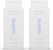 Native Body Wash with Naturally Derived Ingredients Sulfate, Paraben, & Dye Free - Cotton & Lily 18oz, 2 Pack