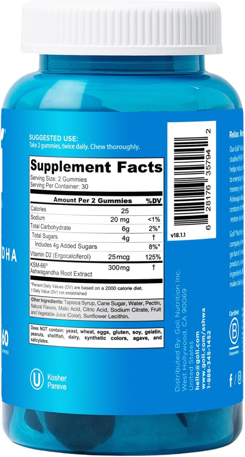 Goli Ashwagandha Gummies with KSM-66 and Vitamin D - 60ct