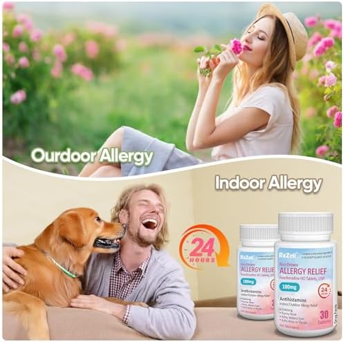 RxZell Non-Drowsy 24hr Allergy Relief (Fexofenadine HCl 180mg) - 30 Tablets