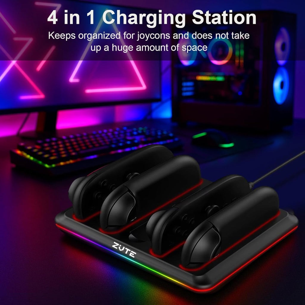 Charging Dock for 2025 Nintendo Switch 2 JoyCon Controller, Fast Charging Station w/Magnetic & Weighted Base, LED Indicators