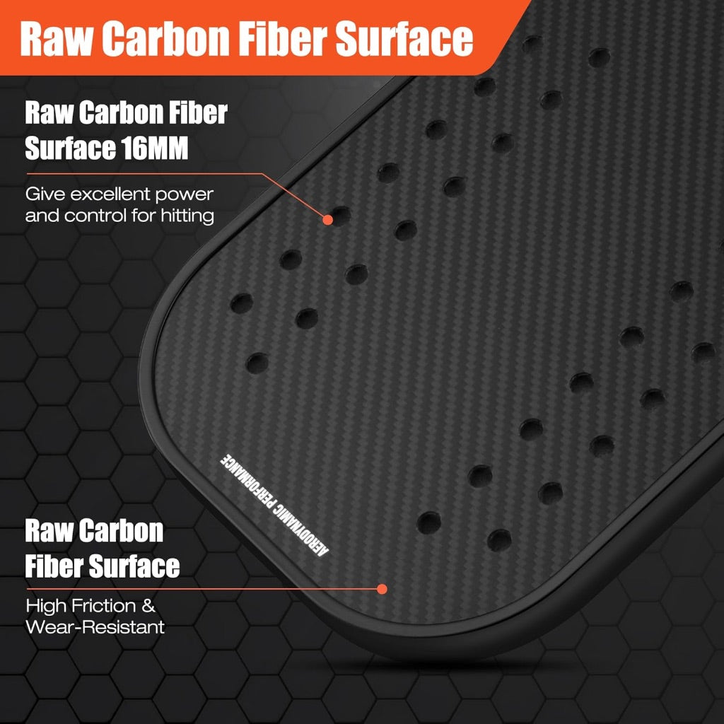 QVF 3K Raw Carbon Fiber Pickleball Paddle Designed for Swing Speed and Maneuverability