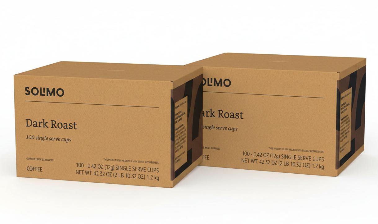 Solimo Dark Roast Keurig K-Cup Coffee Pods, 100 Count (2 Pack)