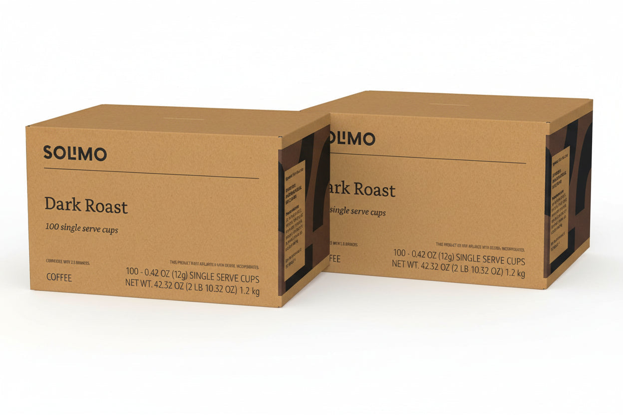 Solimo Dark Roast Keurig K-Cup Coffee Pods, 100 Count (2 Pack)