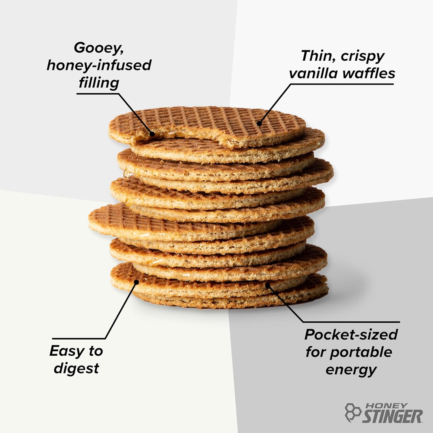 Honey Stinger Organic Mini Waffles, Vanilla, 1 Bag (3 Mini Waffles)
