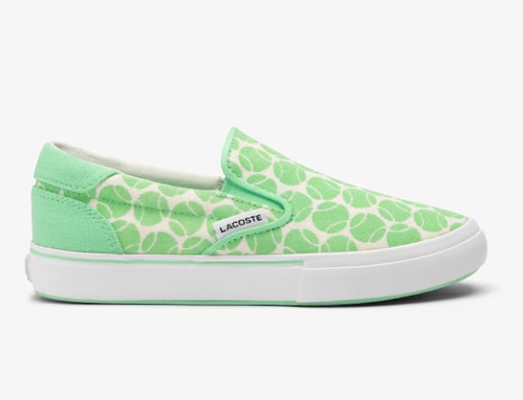 Lacoste Kid's Jump Serve Slip On Sneakers - Tennis Print (Green/White), 2.5