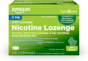 Amazon Basic Care Mini Nicotine Polacrilex Lozenge 2 mg (Nicotine) - Mint, 216 Count