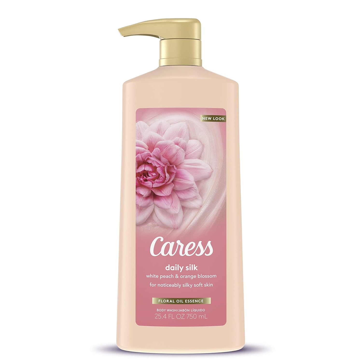 Caress Daily Silk Body Wash with Pump - White Peach & Orange Blossom, 25.4 fl. oz.