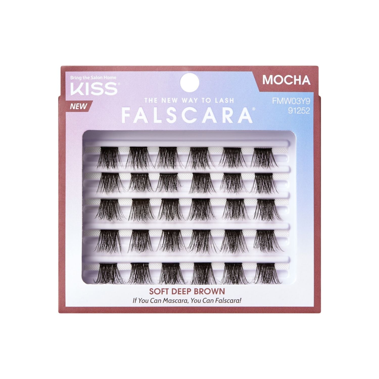 KISS FALSCARA False Eyelashes Multipack  Cluster Lashes  Mocha Wisps  Black  10mm-14mm  24 Pieces