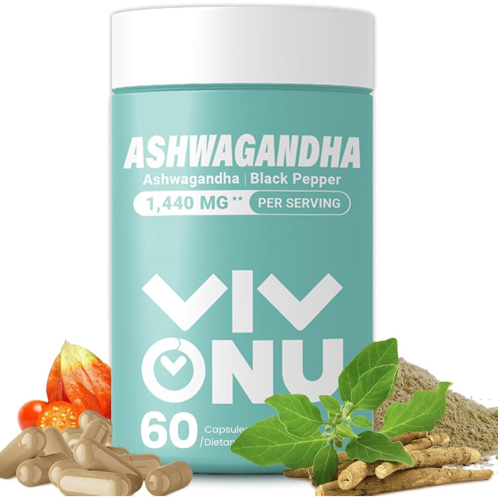 VivoNu Ashwagandha & Black Powder Extract 1440mg - 60 Capsules