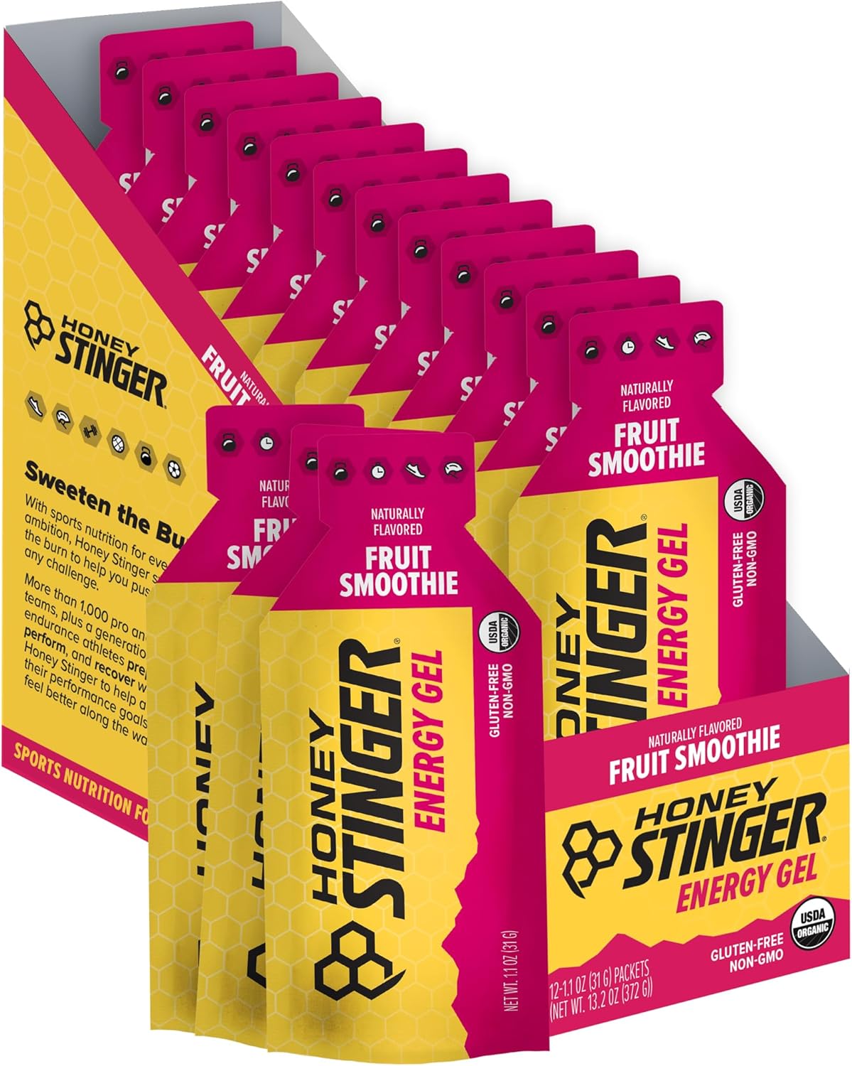 Honey Stinger Organic Energy Gels - Fruit Smoothie, 1.1oz (12ct)