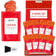 Glorio Renew Collagen Boosting Clay Face Mask Treatments - 8 Masks & 1 Applicator