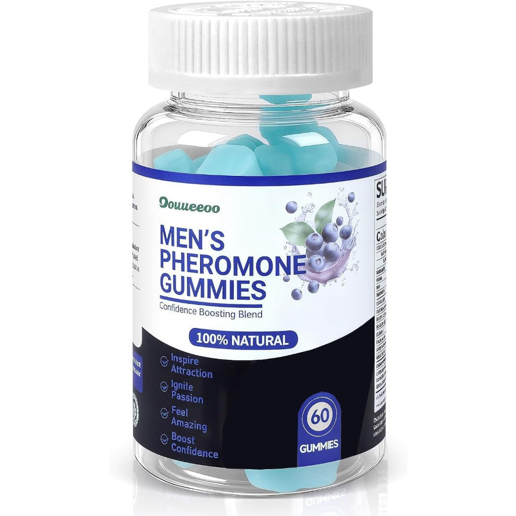 Men's Ashwagandha, L-Theanine Pheromone Gummies w/Honey, Zinc, & Vitamin D3 - Blue Raspberry, 60ct.