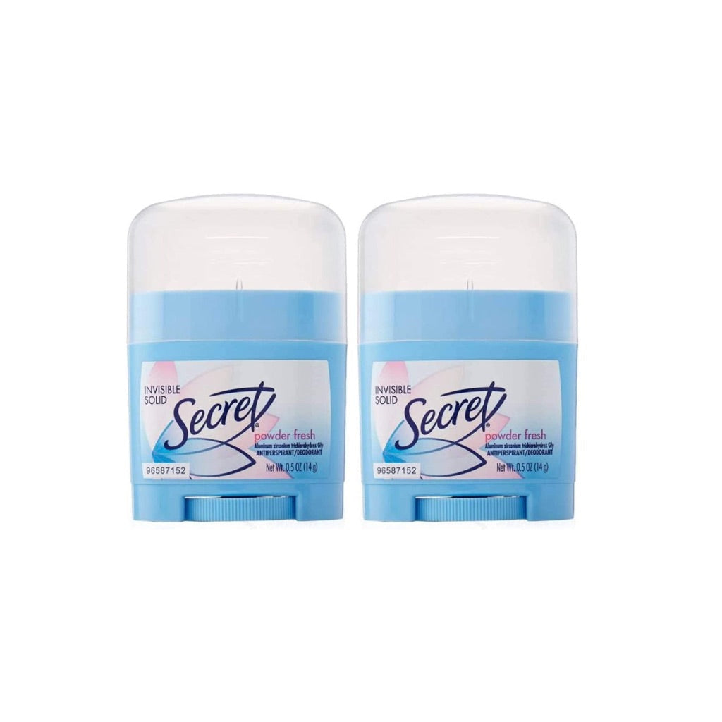 Secret Women's Invisible Solid Deodorant - Powder Fresh, 0.5oz (Travel Size), 2 Pack