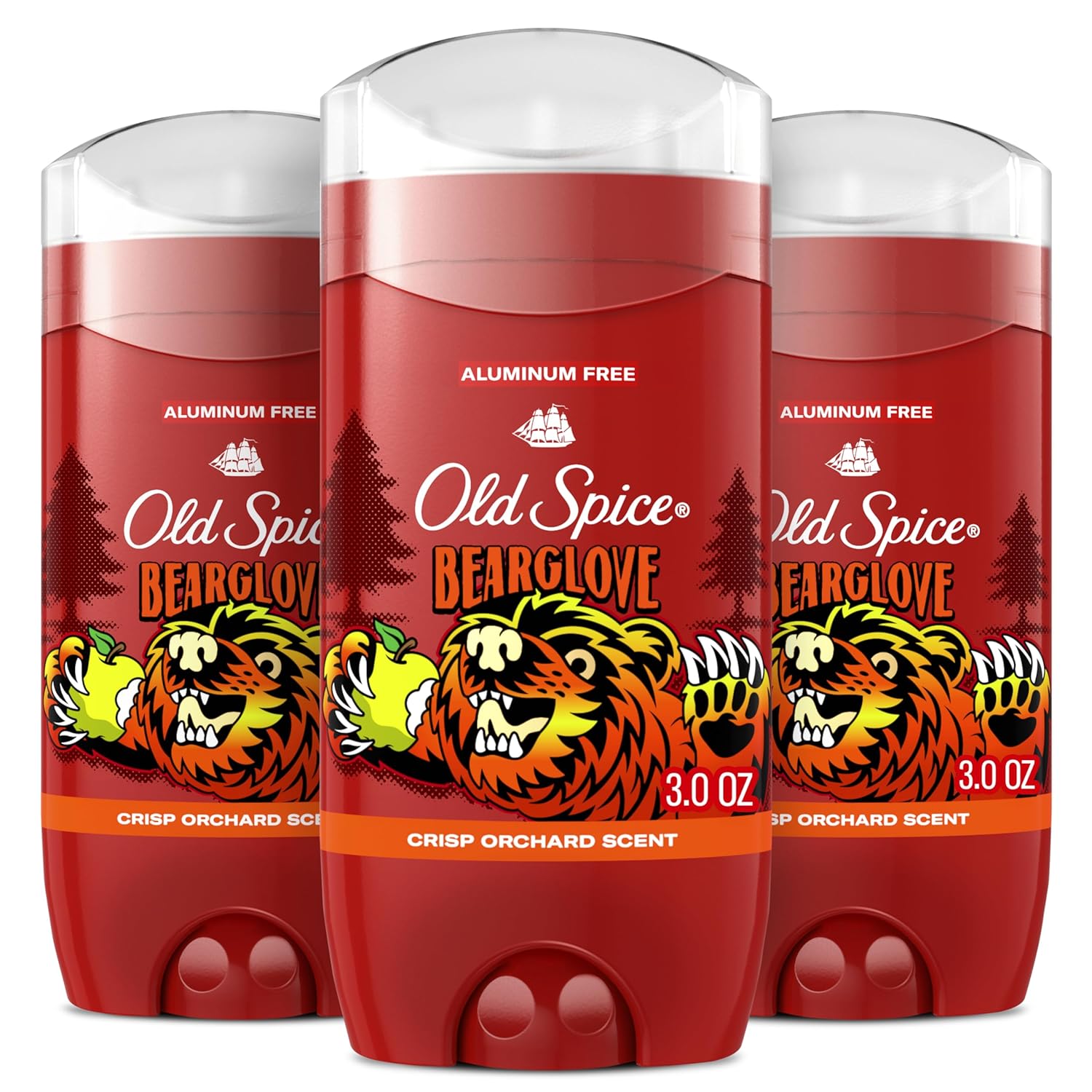Old Spice Aluminum Free Deodorant Invisible Solid Stick - Bearglove, 3 oz (3 Pack)
