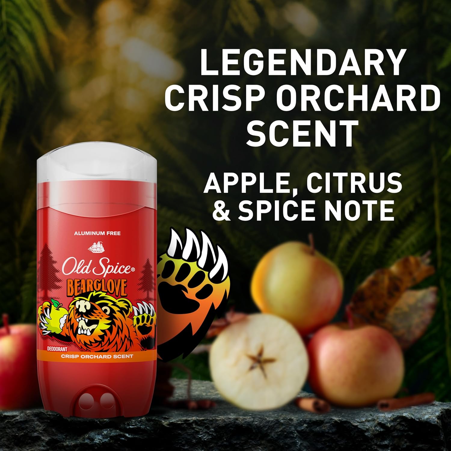 Old Spice Aluminum Free Deodorant Invisible Solid Stick - Bearglove, 3 oz (3 Pack)