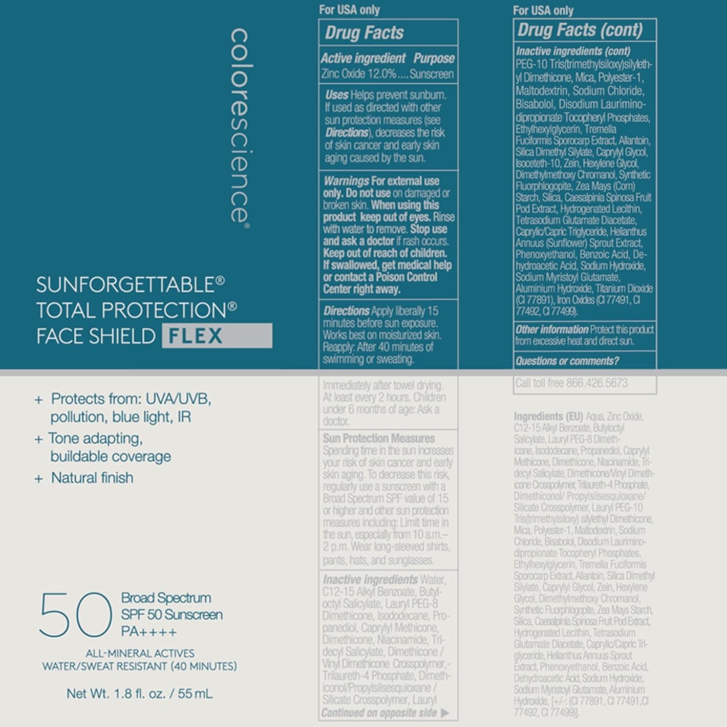 Colorescience Sunforgettable Total Protection Face Shield Flex Tinted Mineral Sunscreen, SPF 50 - Medium, 1.8 fl. oz.