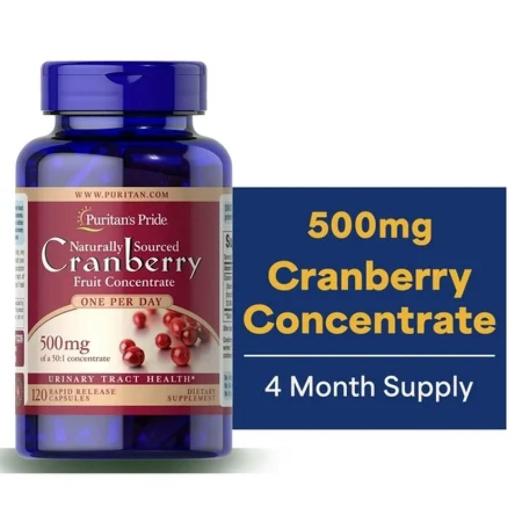 Puritans Pride One-Per-Day Cranberry 500mg Capsules - 120ct.