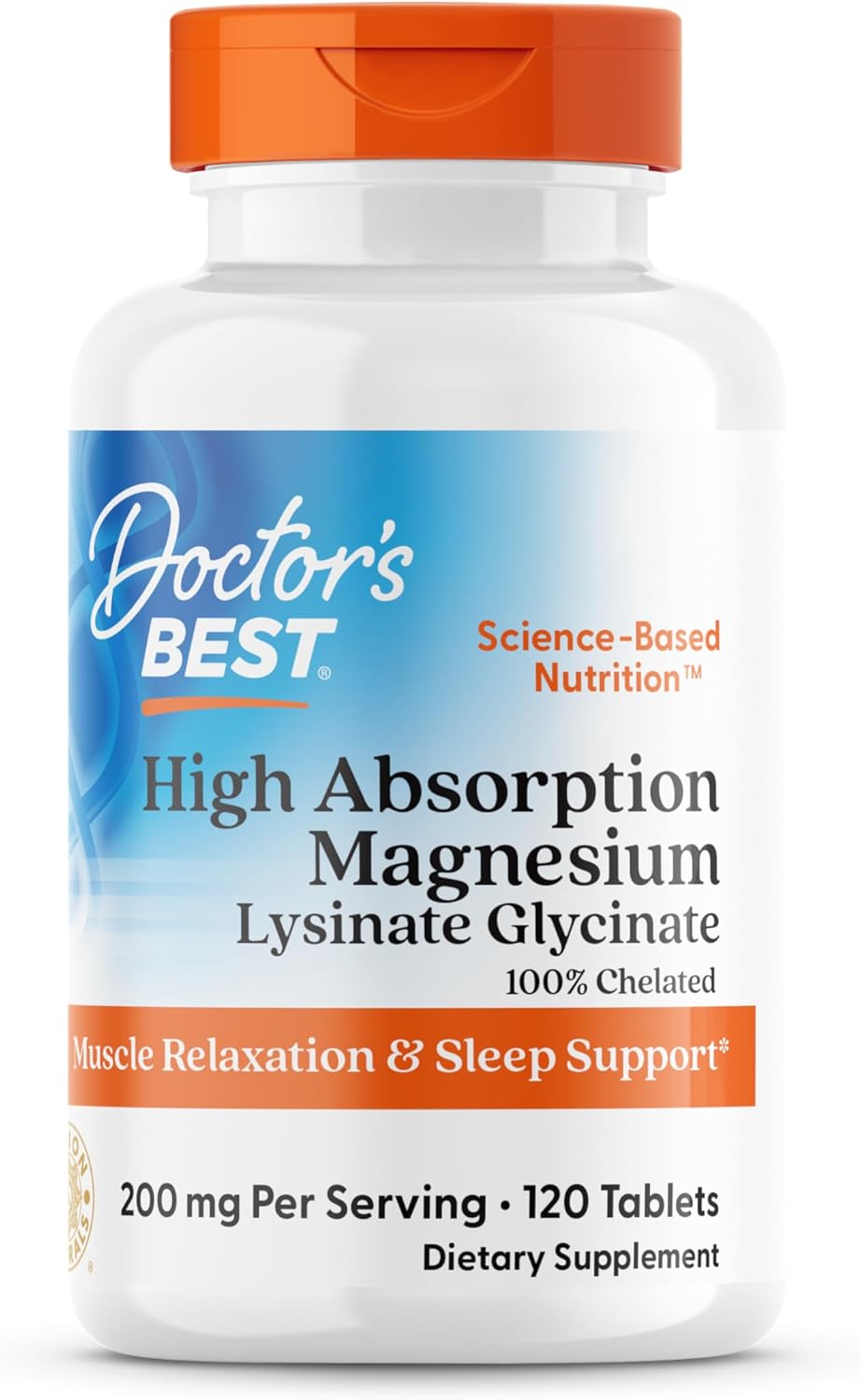 Doctor's Best High Absorption 100mg Magnesium Lysinate Glycinate 100% Chelated - 120ct