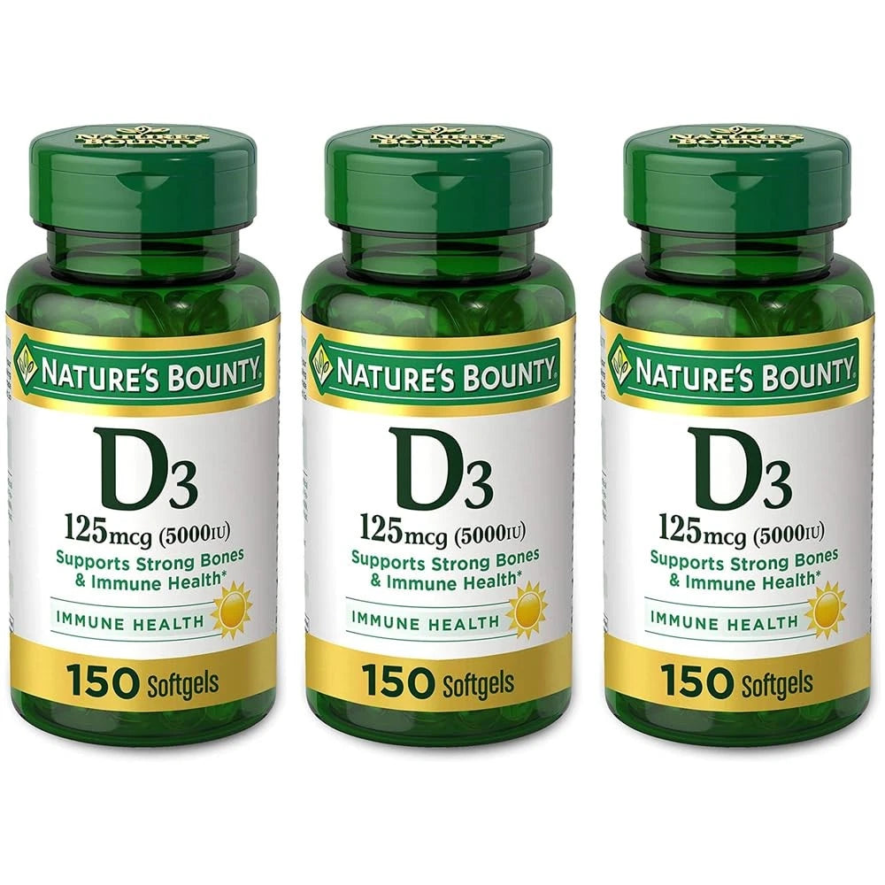 Nature's Bounty Vitamin D3 5000 IU Softgels, Rapid Release, Immune Support,  240 Ct x Pack of 3
