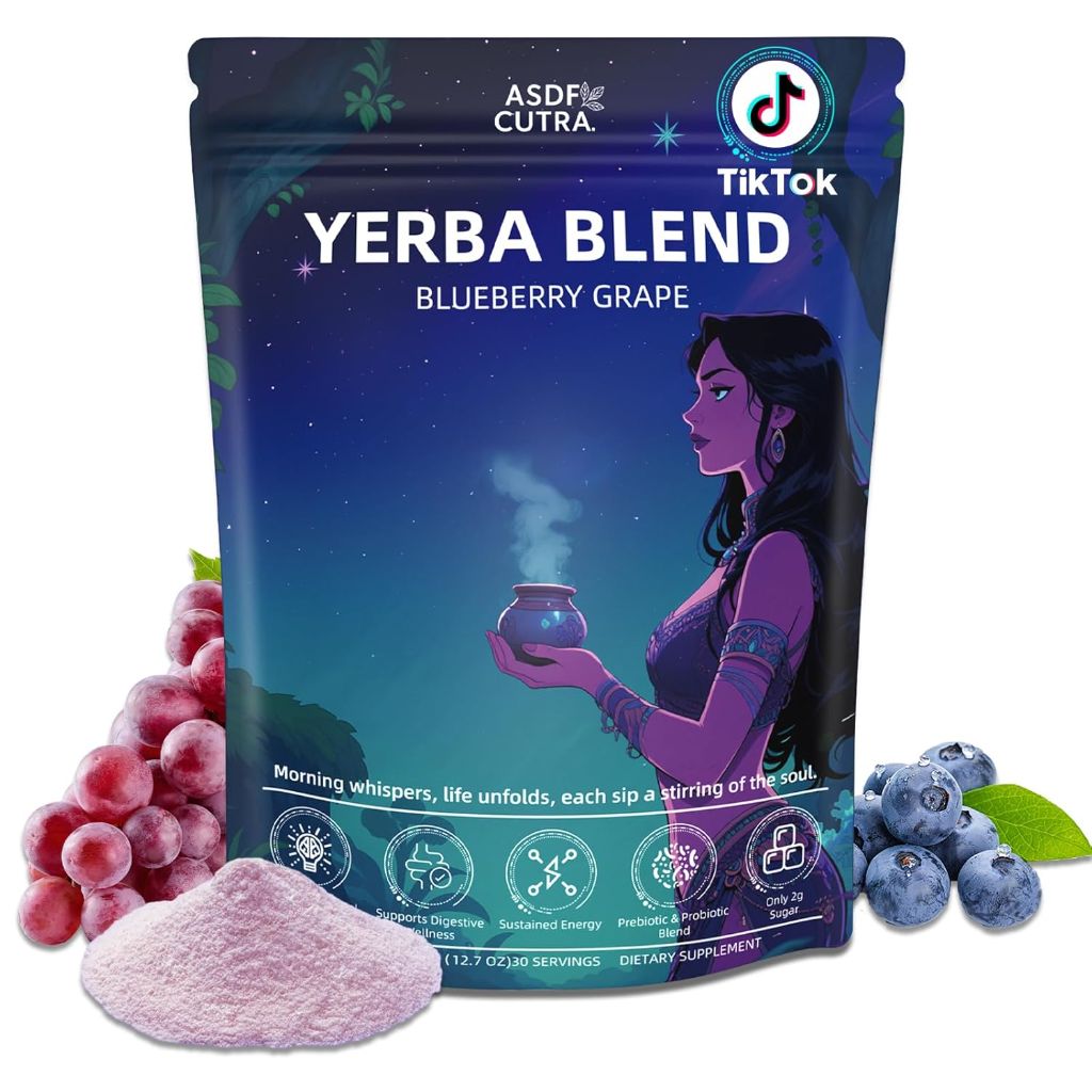 Yerba Mate Instant Tea Powder - Blueberry Grape Flavor, 30 Servings