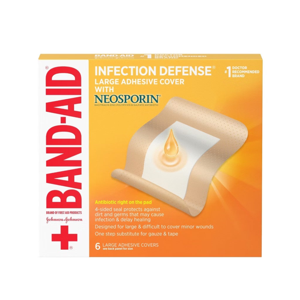 Band-Aid Brand Infection Defense Large Adhesive Cover with Neosporin - Large, 6ct