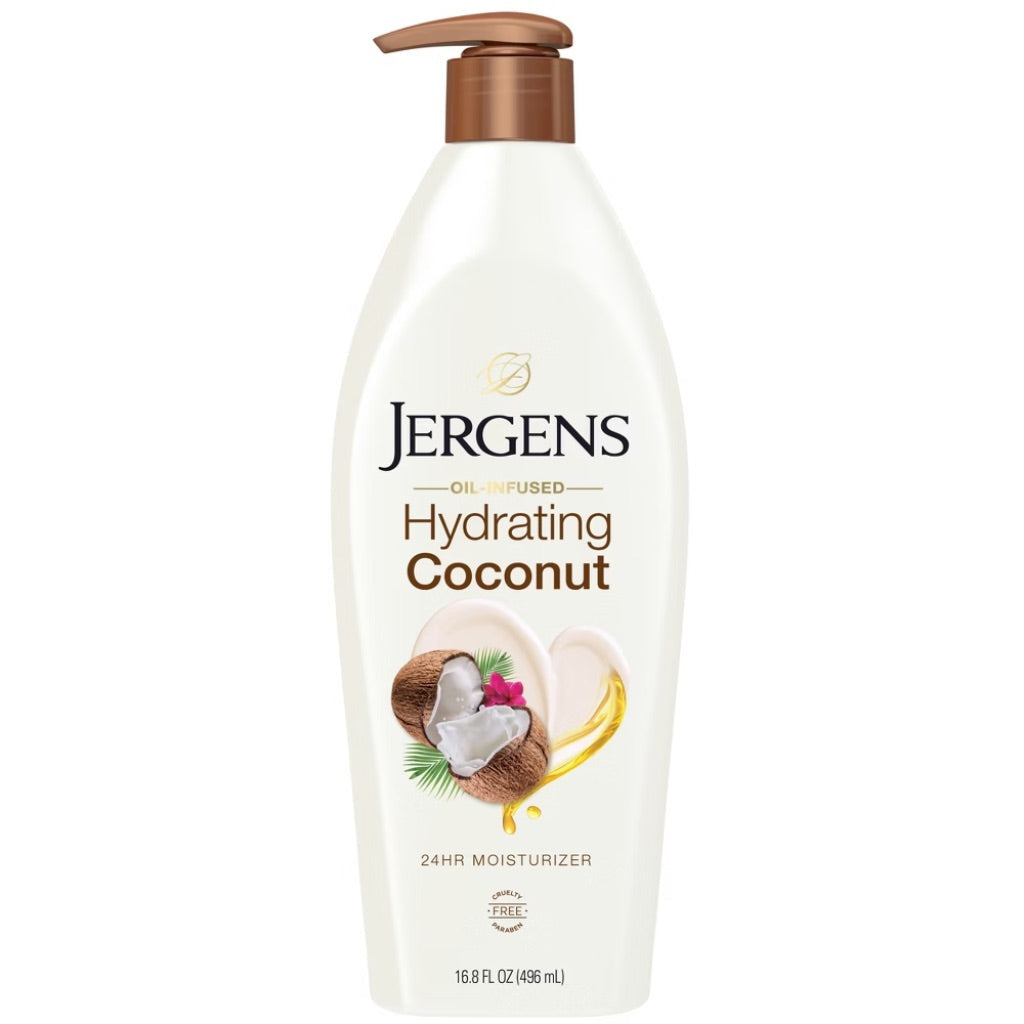 Jergens Oil Infused Hydrating Coconut Body Lotion Moisturizer, 16.8 oz