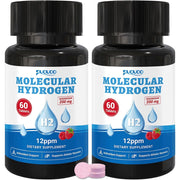 Molecular Hydrogen Water Tablets with Magnesium, 12 PPM H₂ Tablets - Raspberry Flavor, 60ct (2 Pack)