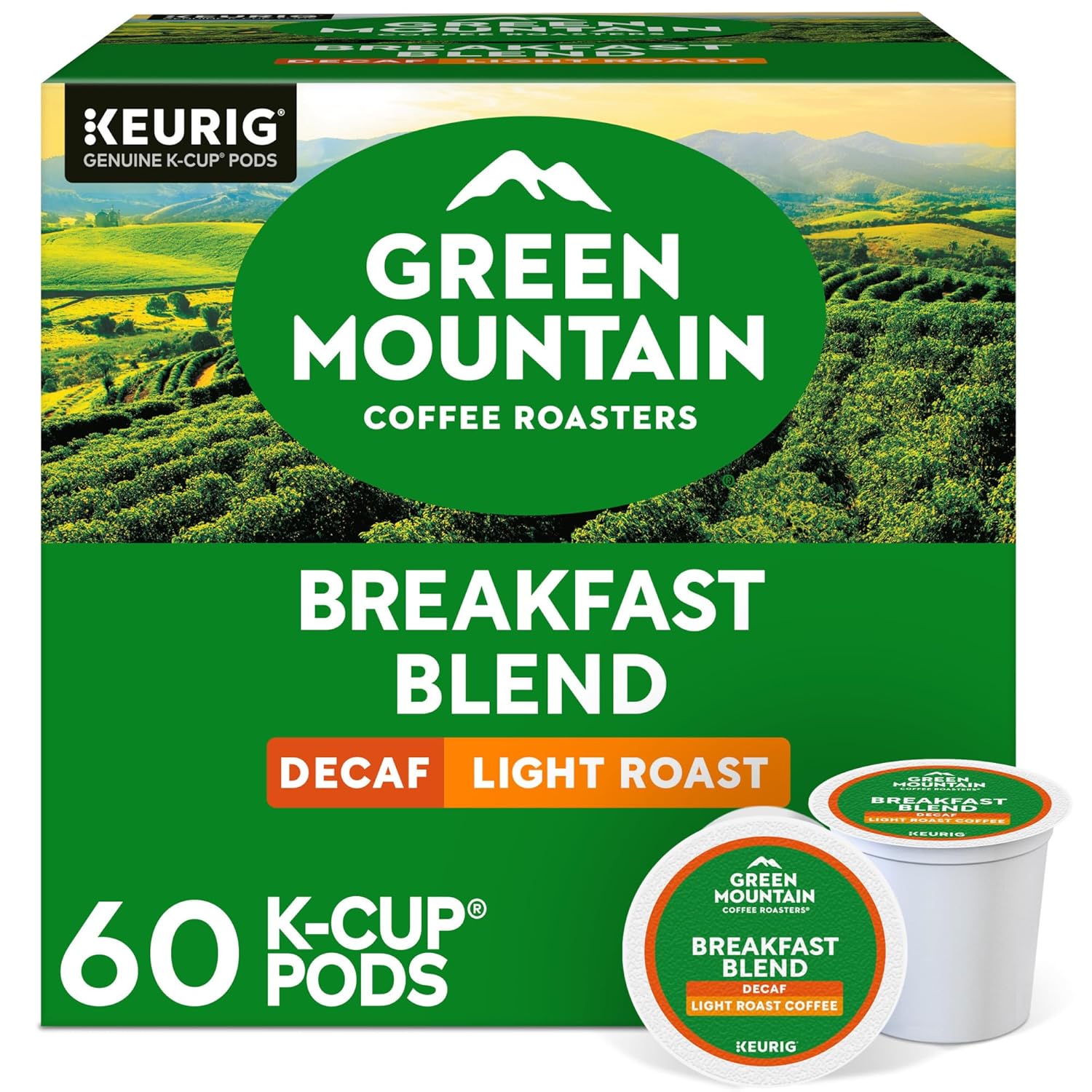 Green Mountain Coffee Roasters Decaf Breakfast Blend Keurig K-Cup Pods, 60ct