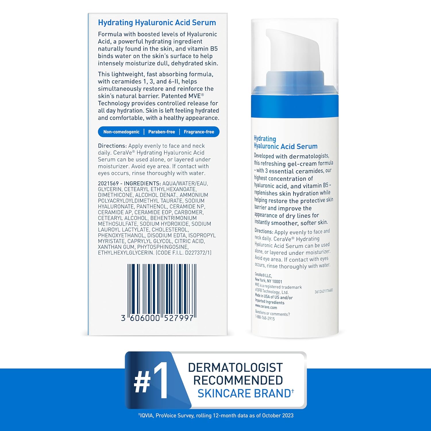 CeraVe Hydrating Hyaluronic Acid Face Serum for Normal to Dry Skin, 1 fl. oz.