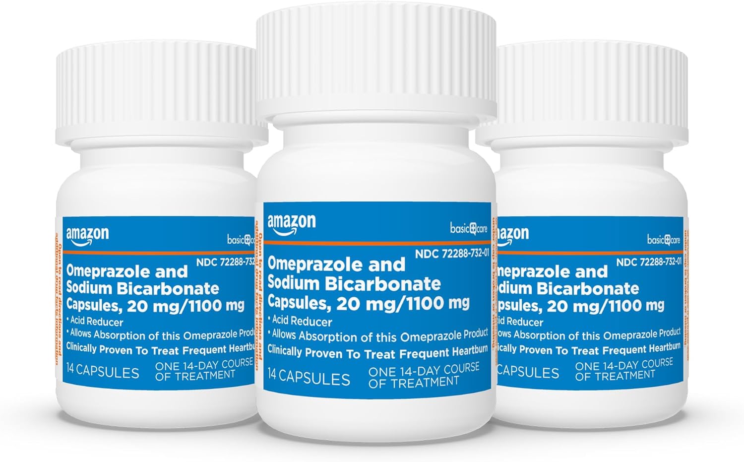 Amazon Basic Care Omeprazole and Sodium Bicarbonate Capsules, 20mg/1100mg, 42ct