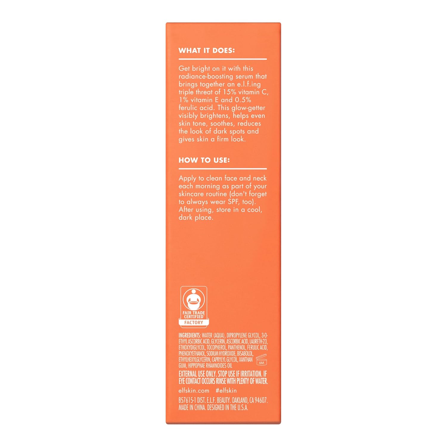 e.l.f. Skin Bright Icon Vitamin C + E + Ferulic Face Serum - 1 fl. oz.