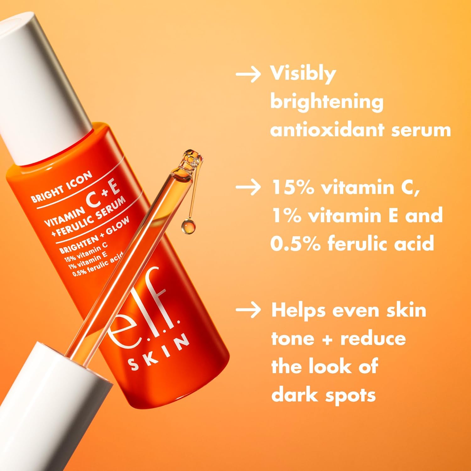 e.l.f. Skin Bright Icon Vitamin C + E + Ferulic Face Serum - 1 fl. oz.